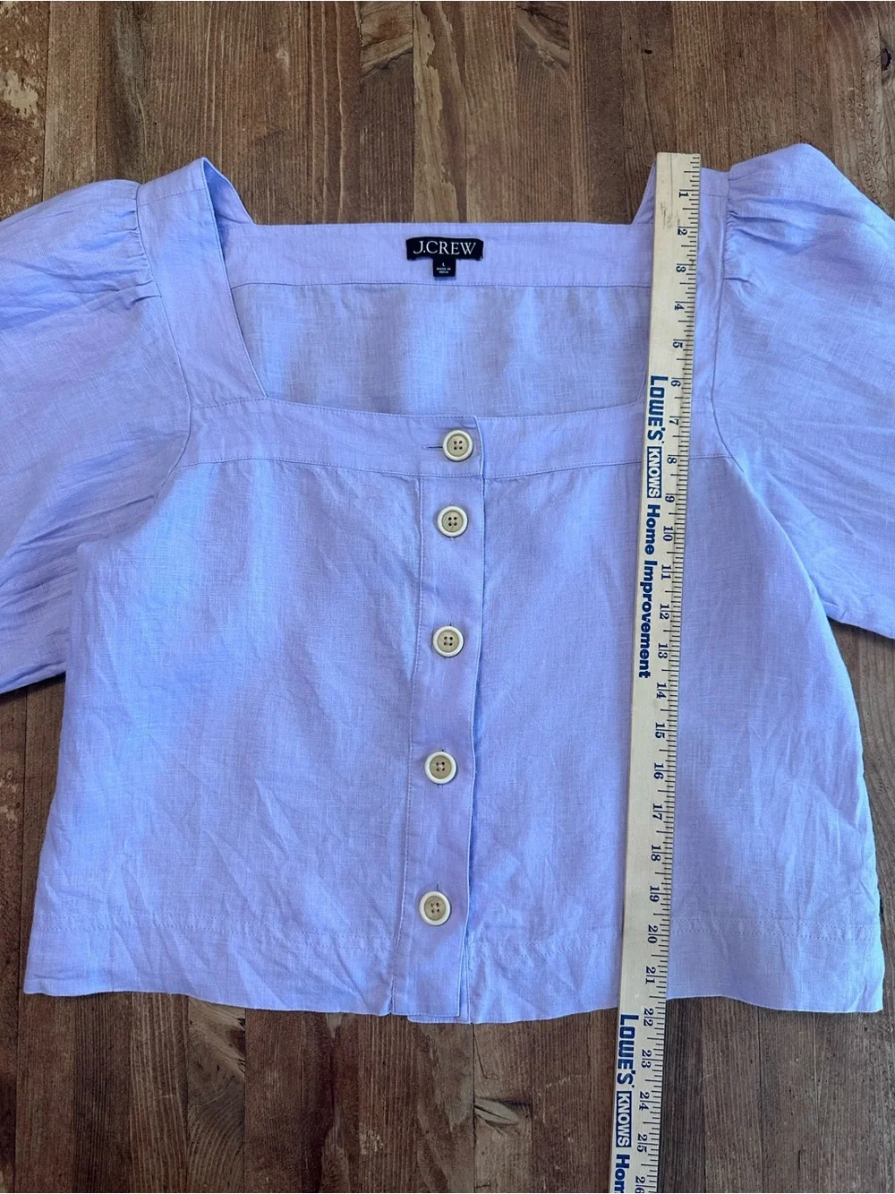 J.Crew Square Neck Button Down‎ Linen Top Women Size Large Purple Lilac